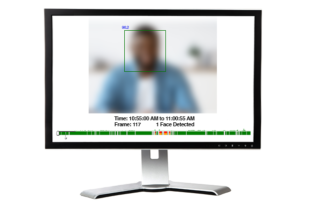 BioSight-ID Blurred frame and timeline example.